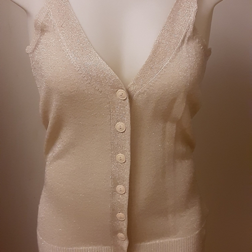 Le Chateau gold sleeveless top with sparkling metallic threads,M